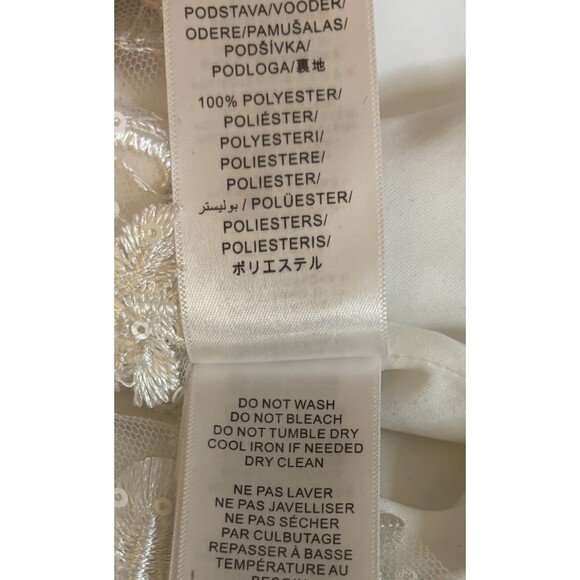 ADRIANNA PAPELL Ivory Floral Embroidered Sheath Dress Women 12 Overlay Cocktail - Picture 11 of 14